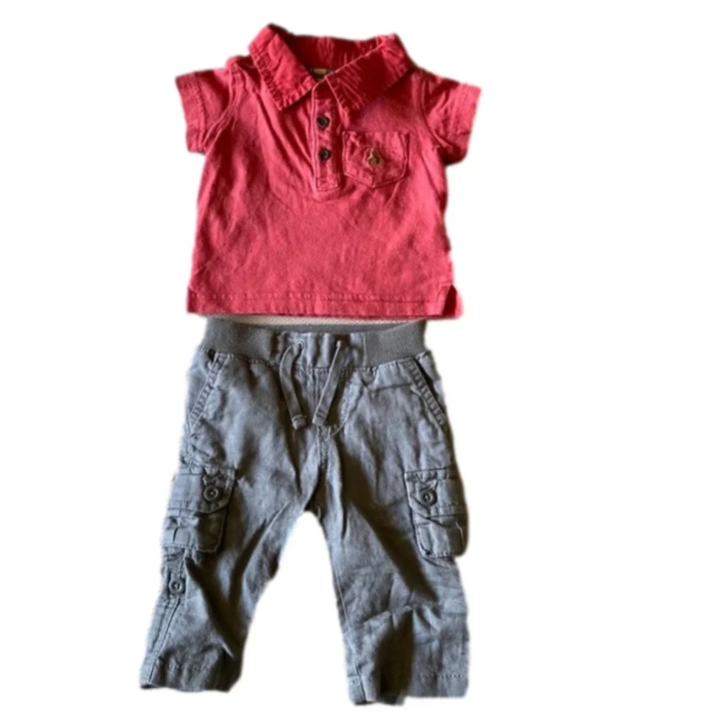 Babygap polo and linen pants size 0-3months